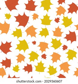 Fall maple leaves seamless pattern. Autumn vector background for fabric, clothes, scrapbooking, wrapping paper, etc.