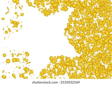 Fall Metal Confetti Vector White Background. Golden Coin Abundance Flyer. Gold Money Poster. Falling Cash Certificate.