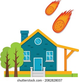 The Fall of Meteorite Concept, observed fall from outer Space Vector Color Icon Design, Natural disaster Symbol, Environmental Conservation Sign, Act of God Stock Illustration