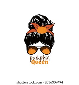 Fall mom messy bun print. Autumn vibes season