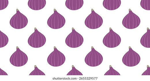 Herbstmotiv nahtloses Muster mit Feigen im flachen Vektorstil. Handgezeichnete Vektorgrafik für Poster und Social-Media-Grafiken