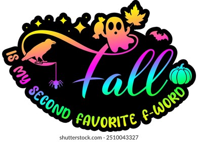 Herbst ist mein zweiter Favorit des Wortes Regenbogen bunt hell lebendig Grafikdesign