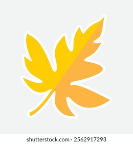 Fall orange leaf. Simple autumn leaf vector illustration Sticker. Vector sticker of an autumn orange leaf. Ideal for seasonal and nature-themed decorations