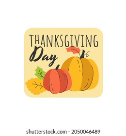 Fall party invitation banner template with isolated red and yellow pumpkin decoration vector clipart. Thanksgiving quotes