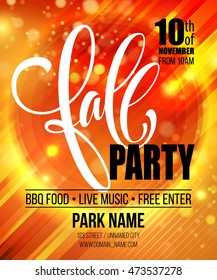 Fall Party. Template for Autumn poster, banner, flyer. Vector illustration. Vector illustration EPS10