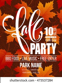 Fall Party. Template For Autumn Poster, Banner, Flyer. Vector Illustration. Vector Illustration EPS10