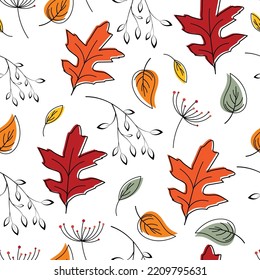 Fall pattern with autumn seasonal leaves