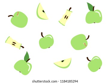 fall pattern with green apples