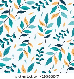 Fall pattern with trendy color seasonal leaves. Modern tropical seamless pattern