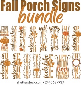 Fall Porch Signs Vector Designs Bundle