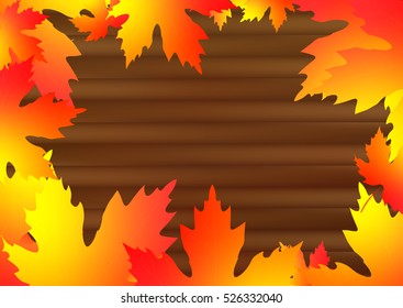 Fall poster, maple leaves, design template, size A4, horizontal, vector illustration 