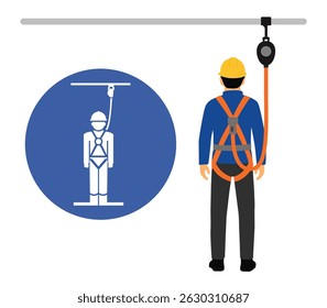Fall Protection, Construction worker safety first, vector design