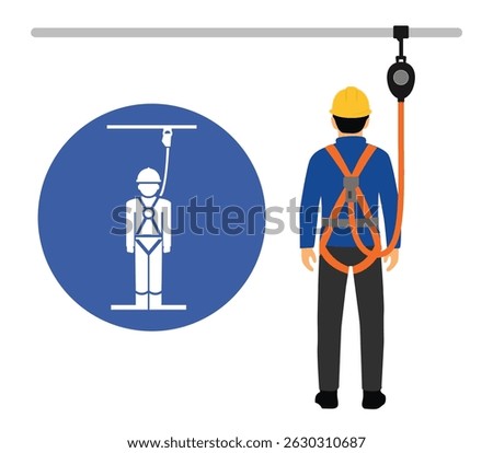 Fall Protection, Construction worker safety first, vector design