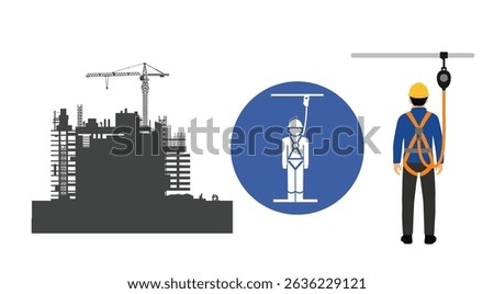 Fall Protection, Construction worker safety first, vector design