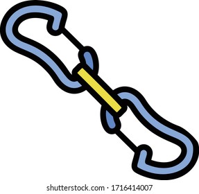 Fall protection Hook Vector Color Icon design, Rope-intensive activities karabiners Concept, Reversibly connected steel Mountaineering equipment on White Background,Solid gate Quickdraws Climbers Tool