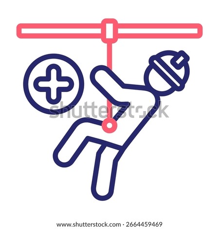 Fall Protection Icon Line Color Style Vector Illustration