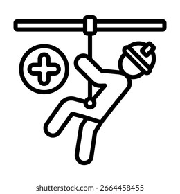 Ilustración vectorial de estilo de línea de icono de protección contra caídas