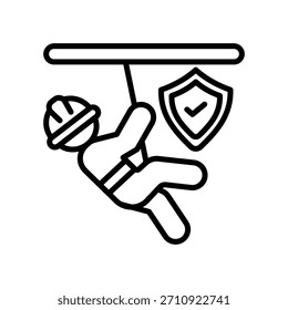 Ilustración vectorial de línea de icono de protección contra caídas