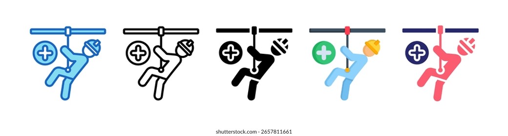Icono de protección contra caídas Colección de conjunto de estilos múltiples.