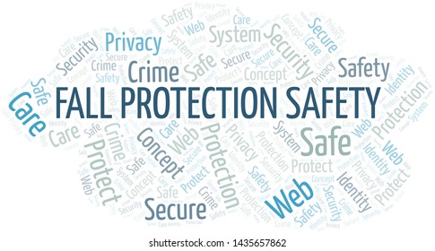Fall Protection Safety word cloud. Wordcloud made with text only.