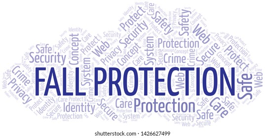 Fall Protection word cloud. Wordcloud made with text only.