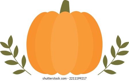 Fall pumpkin leaves card vector illustration
