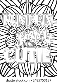 Fall Quotes Flower Coloring Page Beautiful black and white illustration for adult coloring book