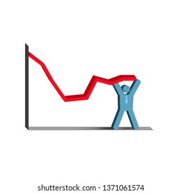 Fall rates of rouble and oil. Red down arrow. Reducing cost of barrels of petroleum. Reduction quotes Russian currency, money. Decline in market for cash. Set graph for business infographics