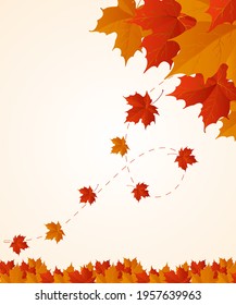 fall red leaves background vector illustration