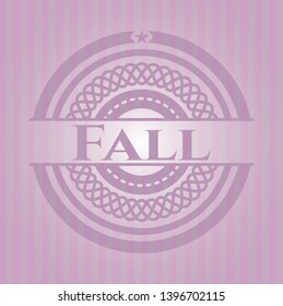 Fall retro pink emblem. Vector Illustration. Detailed.