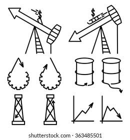 fall and rise in oil prices set vector design template