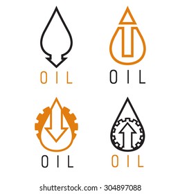 fall and rise of oil prices vector logo set