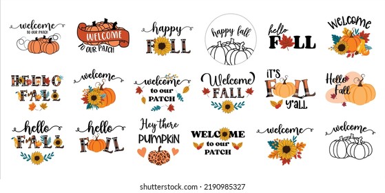 Fall Round Sign Bundle, Fall Sign Vector Set