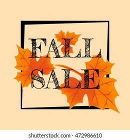 Fall sale 2016. Seasonal sale banner design with fall leaves