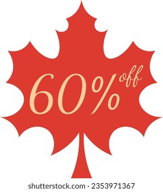 Fall Sale 60 Percent Discount Vector Sticker Tag