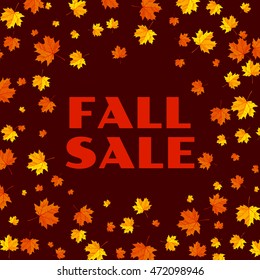 Fall sale. Autumn typographic. Fall leaf. Vector illustration EPS 10