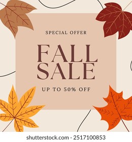 Fall sale design for advertising, banners, leaflets and flyers