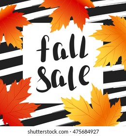 Fall sale design poster with fall leaves