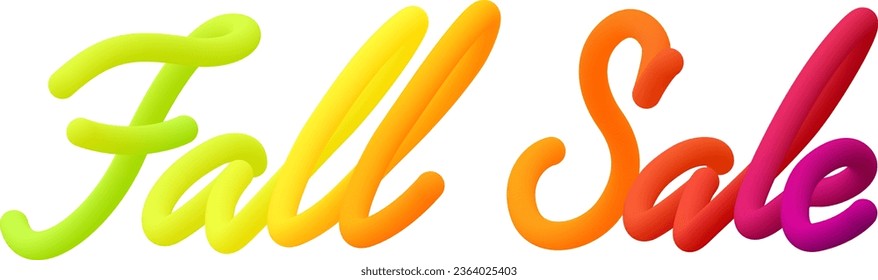 Fall sale fluid text with dynamic curved lines made of blended colorful circles. Vector illustration.