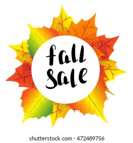 fall sale lettering with leaves