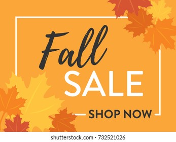Fall Sale One Time Only Shop Now Vector Illustration Sign Banner for shop, e-commerce, web, business, flyers, and posters