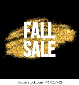 Fall Sale promo label. Golden glitter template for banner, poster, certificate. Autumn Gold glittering. Vector illustration EPS10