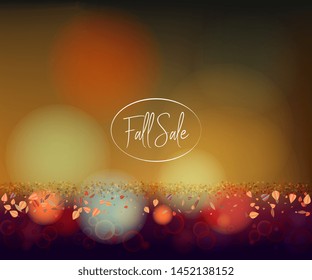 Fall Sale seasonal web banner with rainy bokeh
