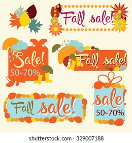 Fall sale set banners. Autumn theme, can be used as label, flyers, banners or posters.