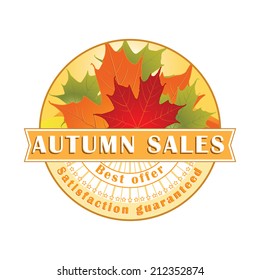 Fall Sales Stamp / Label. Autumn Sales Badge / Rubber Stamp. Best offer; Satisfaction Guaranteed. The rubber stamp contains autumn maple leaves, different colors. Print colors.