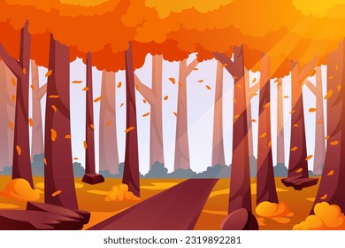 Fall Scene Flat Design Illustration