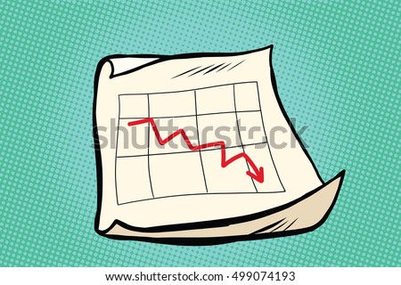 The fall schedule income sales arrow, pop art retro vector illustration. Business and Finance