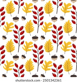 Fall Seamless Pattern with Leaves Background, Autumn Pattern Foliage Thanksgiving Forest Wallpaper