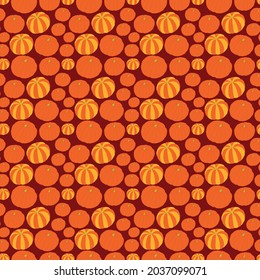 Fall seamless pattern. Vector endless background with striped orange pumpkins for Halloween or Thanksgiving.