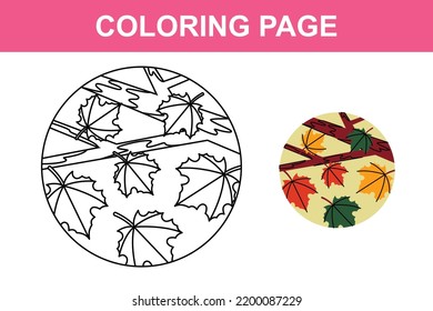 Fall season and autumn holiday coloring page for kids activity